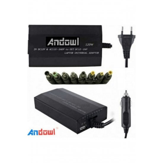 Qa23 Universal Laptop Charger 120W 24V με αποσπώμενο καλώδιο ρεύματος και με σετ βύσματος Κωδικός: Q-A23