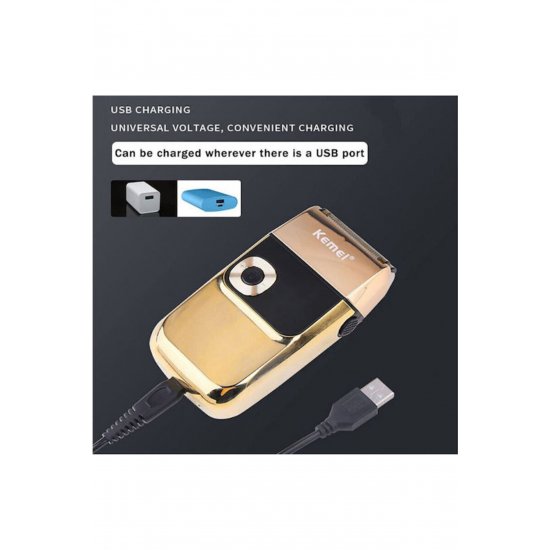 Ηλεκτρική ξυριστική μηχανή προσώπου KM-2028 Gold Foil Επαναφορτιζόμενη