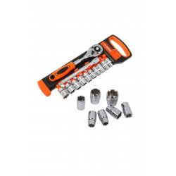 Σετ 12 τεμαχίων Tubular Socket 8–24 mm, Ασημί/Πορτοκαλί