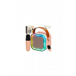 Σετ καραόκε μικρόφωνο με ηχείο Bluetooth USB ροζ LED