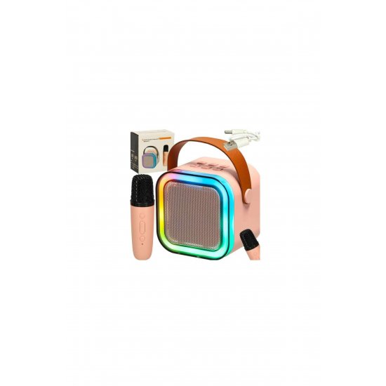 Σετ καραόκε μικρόφωνο με ηχείο Bluetooth USB ροζ LED