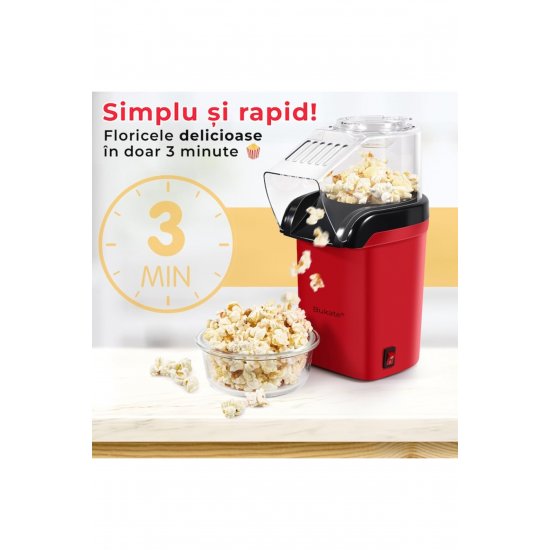 Stuffix® Hot Air Popcorn Maker, 1200W, έτοιμο σε 2-3 λεπτά, κόκκινο