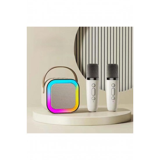 Φορητό ηχείο καραόκε με 2 μικρόφωνα, φώτα RGB LED, Bluetooth, ήχος υψηλής ποιότητας