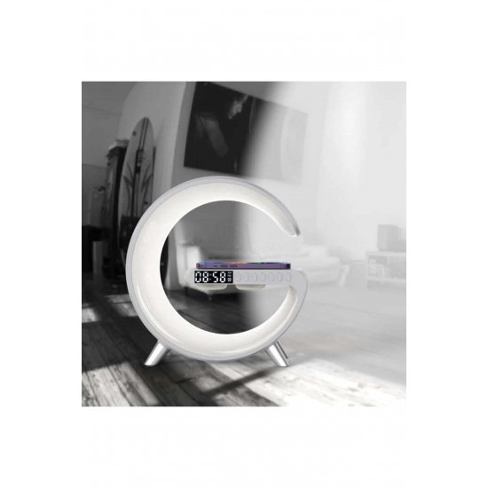 Λάμπα Moon RGB με Ξυπνητήρι, Φως & Ήχο, Ηχείο Bluetooth και Γρήγορο Ασύρματο Φορτιστή