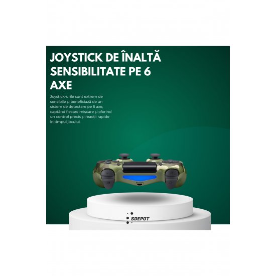 Ασύρματο χειριστήριο Doubleshock, SDEPOT, συμβατό με PS4, με κραδασμούς, καμουφλάζ