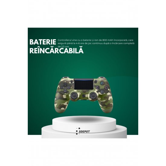 Ασύρματο χειριστήριο Doubleshock, SDEPOT, συμβατό με PS4, με κραδασμούς, καμουφλάζ