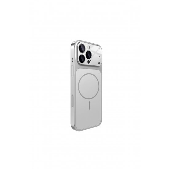 Θήκη MagSafe με GlassLook Back, Για iPhone 17 Pro Max, Premium Design, Ultra Slim, Ασημί