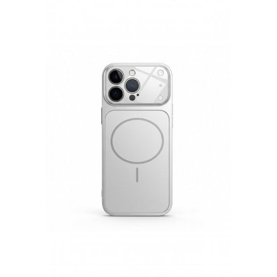 Θήκη MagSafe με GlassLook Back, Για iPhone 17 Pro Max, Premium Design, Ultra Slim, Ασημί