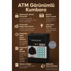 Ηλεκτρονική τράπεζα κωδικών πρόσβασης Safe Blue Piggy Bank – Παιδικός κουμπαράς αυτόματης διανομής χρημάτων με εμφάνιση Atm