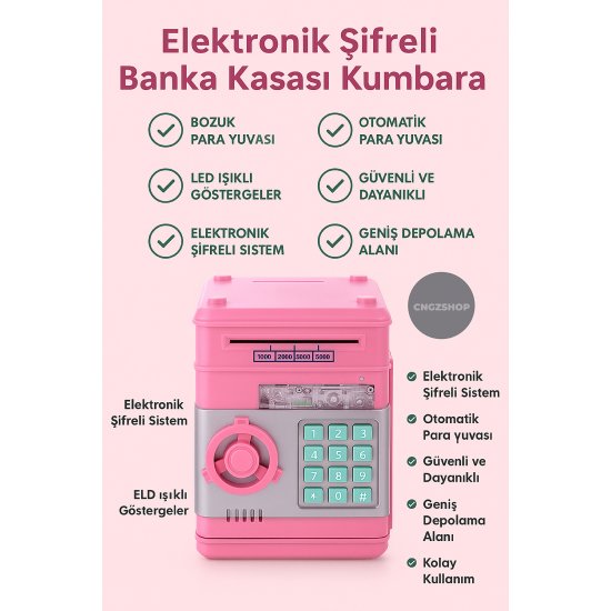 Ηλεκτρονική τράπεζα κωδικών πρόσβασης Safe Blue Piggy Bank – Παιδικός κουμπαράς αυτόματης διανομής χρημάτων με εμφάνιση Atm