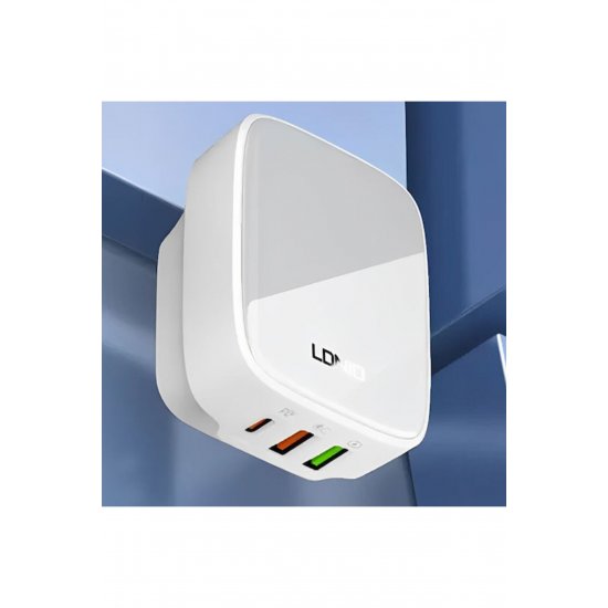 Ασύρματος φορτιστής με 2 θύρες εξόδου USB-A και θύρα εξόδου USB-C 32W Παροχή ισχύος Λευκό Q334