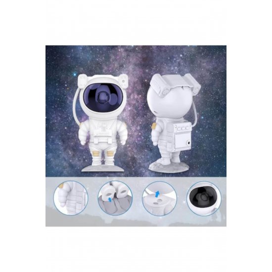 Astronaut Atmosphere LED Projector — Stars & Nebula, 8 Χρώμαs, Remote, Magnetic Head, 360° Adjust