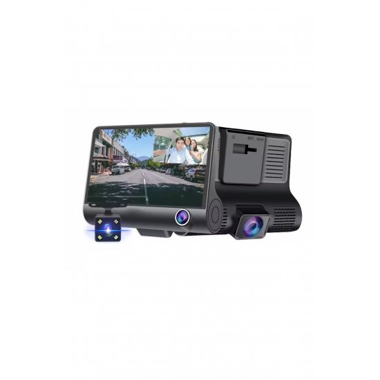 Teknova dash cam, 3 φακοί, νυχτερινή όραση 4 ιντσών, 1080p, γωνία 170°