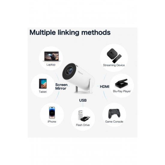 Φορητός βιντεοπροβολέας 4K Ultra HD, 2 Joysticks και παιχνίδια, WiFi, Bluetooth, Τηλεχειριστήριο