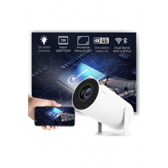 Φορητός βιντεοπροβολέας 4K Ultra HD, 2 Joysticks και παιχνίδια, WiFi, Bluetooth, Τηλεχειριστήριο