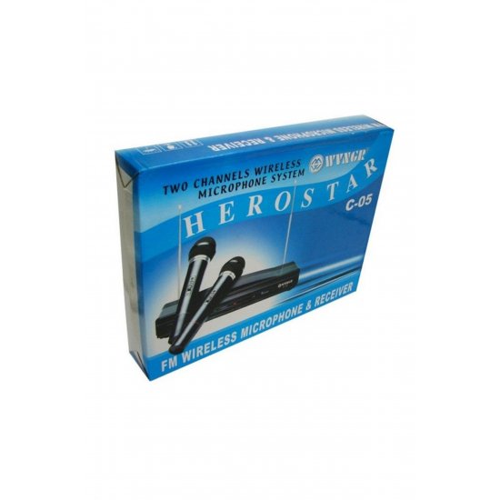 Σετ 2 Μικρόφωνα Herostar C05 10 m εκπομπή FM