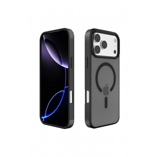 Ματ αντικραδασμική θήκη με MagSafe για iPhone 17 Pro Max, Ματ Πλάτη, Μαύρη