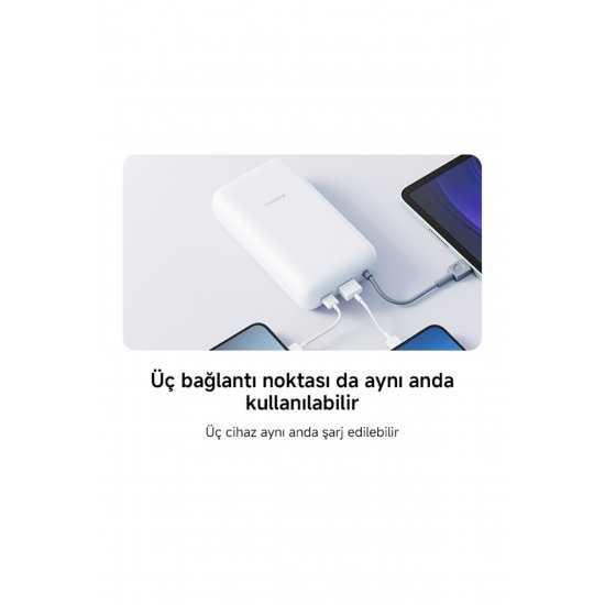 Power Bank 20000mAh (Ενσωματωμένο καλώδιο) Ανοιχτό γκρι
