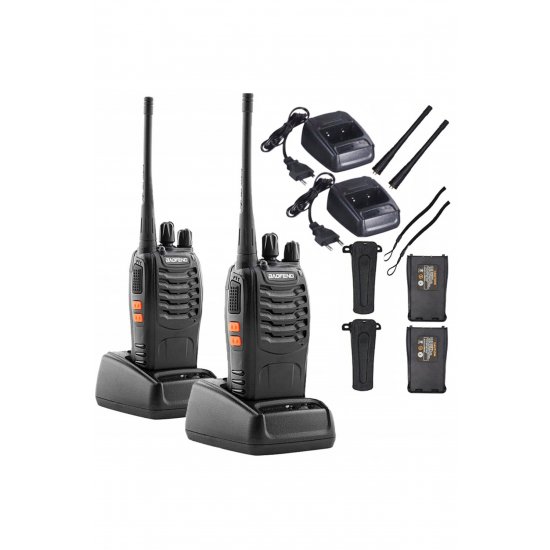 Σετ 2 σταθμών πομποδέκτη walkie-talkie, 16 προκαθορισμένα κανάλια στην περιοχή PMR, εμβέλεια 6 km