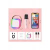 Σετ ηχείων Bluetooth Karaoke με 2 ασύρματα μικρόφωνα, φώτα RGB, φορητό, ροζ, Impact Vision®