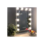 ® Καθρέφτης μακιγιάζ με 12 φώτα LED, ρυθμιζόμενα χρώματα, ζουμ 10X, συμπαγής βάση, 360°, λευκό