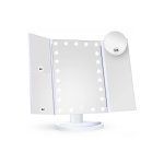 ® Καλλυντικός καθρέφτης με φωτισμό LED, 2X, 3X, 10X μεγέθυνση, Έλεγχος αφής, Λευκό