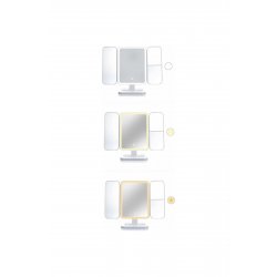 Καθρέφτης καλλυντικών LED για μακιγιάζ, ζουμ 2x/3x, ρυθμιζόμενο φως, κουμπί αφής, USB, λευκό