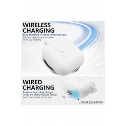 Αντικραδασμική θήκη για AirPods 4, Carabiner Hook, Silicone, White Αντικραδασμική θήκη για AirPods 4, Carabiner Hook, Silicone, White