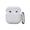Αντικραδασμική θήκη για AirPods 4, Carabiner Hook, Silicone, White Αντικραδασμική θήκη για AirPods 4, Carabiner Hook, Silicone, White