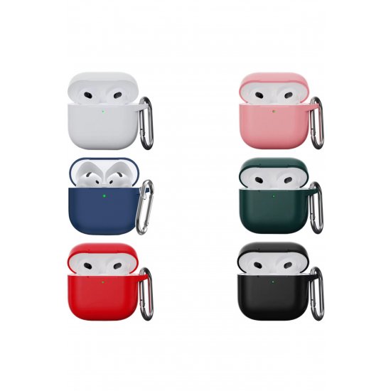 Αντικραδασμική θήκη για AirPods 4, Carabiner Hook, Silicone, White Αντικραδασμική θήκη για AirPods 4, Carabiner Hook, Silicone, White