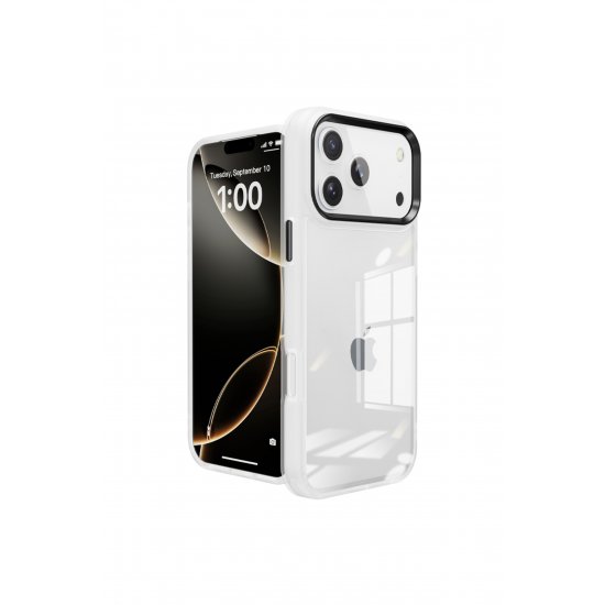 Γυάλινη θήκη πλάτης για iPhone 17 Pro Max, Αντικραδασμική προστασία, Έγχρωμες άκρες, Διαφανές