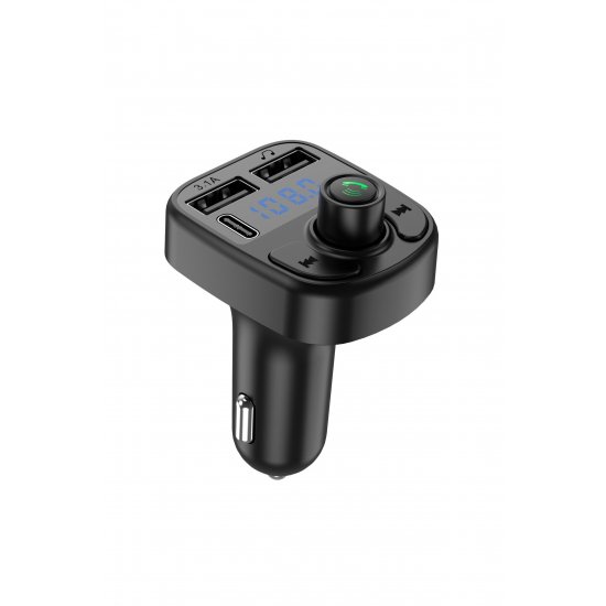 Φορτιστής αυτοκινήτου με MP3 Player, Flippy, Bluetooth 5.0, 5V, 2 x USB, Type C, Μαύρο