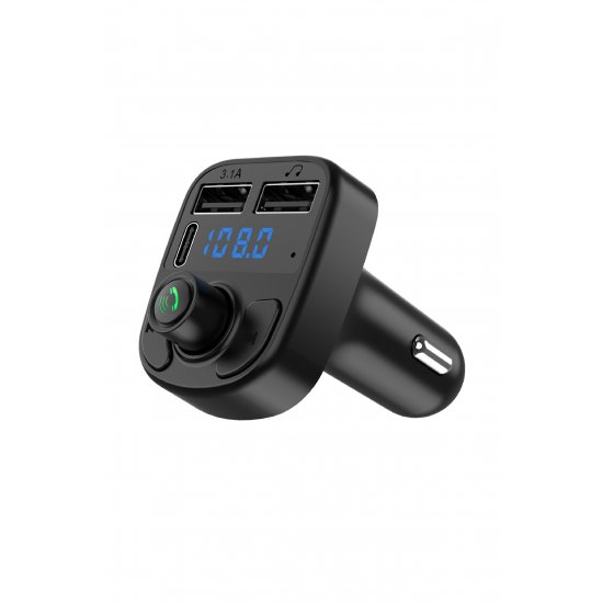 Φορτιστής αυτοκινήτου με MP3 Player, Flippy, Bluetooth 5.0, 5V, 2 x USB, Type C, Μαύρο