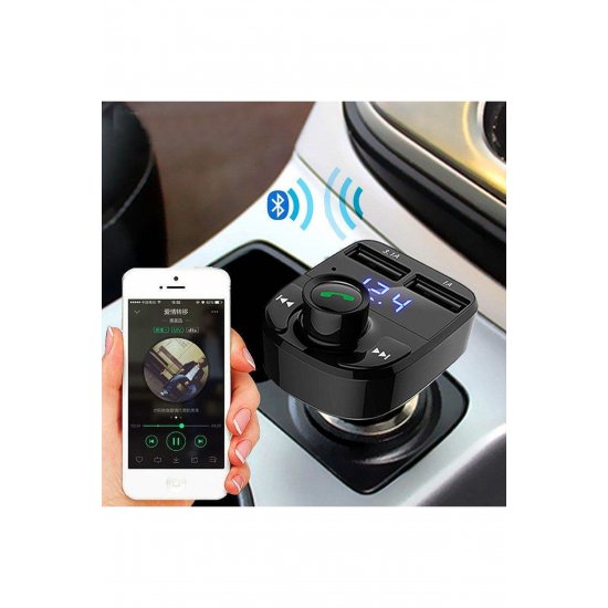 Φορτιστής αυτοκινήτου με MP3 Player, Flippy, Bluetooth 5.0, 5V, 2 x USB, Type C, Μαύρο