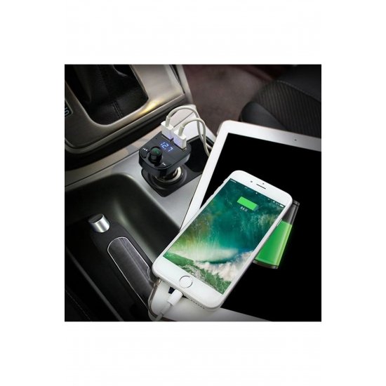 Φορτιστής αυτοκινήτου με MP3 Player, Flippy, Bluetooth 5.0, 5V, 2 x USB, Type C, Μαύρο
