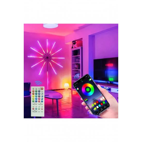 LED Fireworks Smart Strip — RGB, Music Sync, Remote & Mobile App Control, Πολύχρωμο