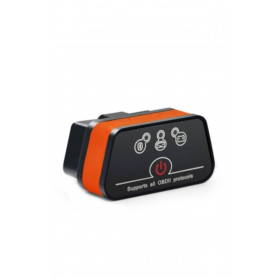 Διαγνωστικός ελεγκτής αυτοκινήτου OBD-II Bluetooth 4.0 με κουμπί ON/OFF (Μαύρο-Πορτοκαλί)