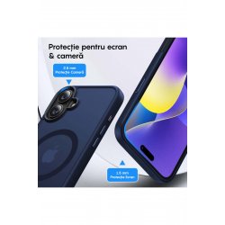 Husa Magsafe iPhone 16, Incarcare Wireless, Margini Ridicate, Slim, de Protectie, Σκούρο Μπλε