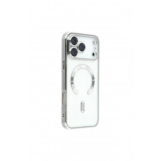 Θήκη Armor Luxe με Magsafe για iPhone 17 Pro, Προστασία κάμερας, Σιλικόνη, Διαφανές, Ασημί