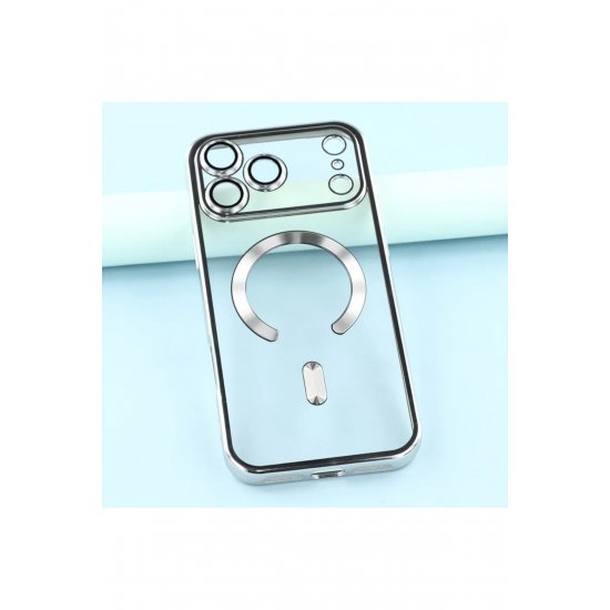 Θήκη Armor Luxe με Magsafe για iPhone 17 Pro, Προστασία κάμερας, Σιλικόνη, Διαφανές, Ασημί