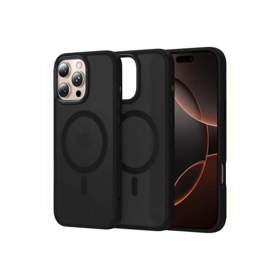 Husa Magsafe iPhone 16 Pro, Incarcare Wireless, Margini Ridicate, Slim, de Protectie, Μαύρο