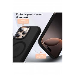 Husa Magsafe iPhone 16 Pro, Incarcare Wireless, Margini Ridicate, Slim, de Protectie, Μαύρο
