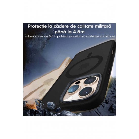 Husa Magsafe iPhone 16 Pro, Incarcare Wireless, Margini Ridicate, Slim, de Protectie, Μαύρο