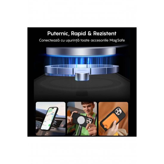 Husa Magsafe iPhone 16 Pro, Incarcare Wireless, Margini Ridicate, Slim, de Protectie, Μαύρο