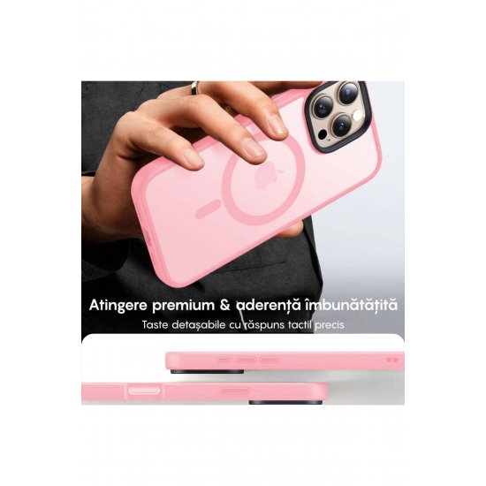 Husa Magsafe iPhone 16 Pro Max, Incarcare Wireless, Margini Ridicate, Slim, de Protectie, Ροζ