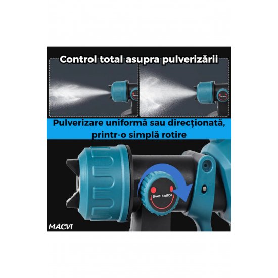 Macvi® Ηλεκτρικό πιστόλι βαφής με 2 μπαταρίες 48V, 3 ακροφύσια, ρυθμιζόμενη ροή Macvi® Ηλεκτρικό πιστόλι βαφής με 2 μπαταρίες 48V, 3 ακροφύσια, ρυθμιζόμενη ροή