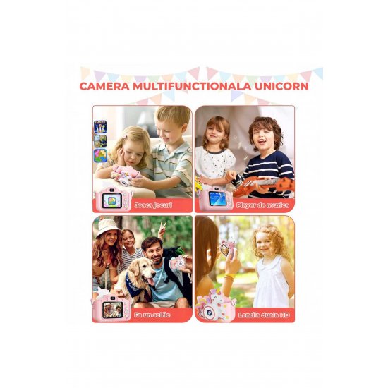 ® Ψηφιακή κάμερα για παιδιά, Μοντέλο Unicorn, 48MP, 1080P HD, Ροζ