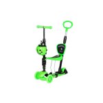 Scooter 5-in-1 Παιδικό Scooter με ανάλαφρους τροχούς, λαβή ώθησης, κάθισμα και καλάθι, πράσινο