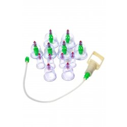 Σετ 12 κούπες cupping για μασάζ, αντλία κενού, θεραπευτική λειτουργία, διαφανές