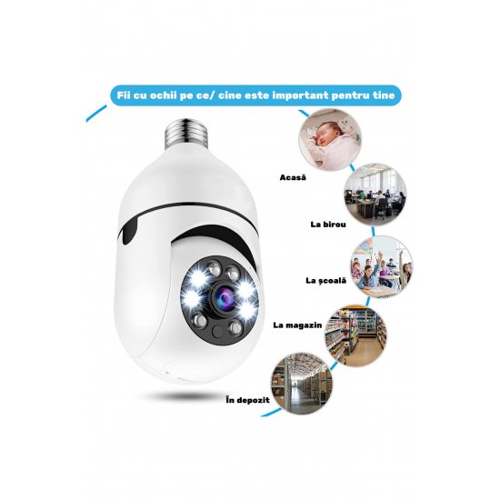 Κάμερα παρακολούθησης M615 Bulb Type 360, Wi-Fi, Λευκό, Ήχος, IR, Υποδοχή κάρτας